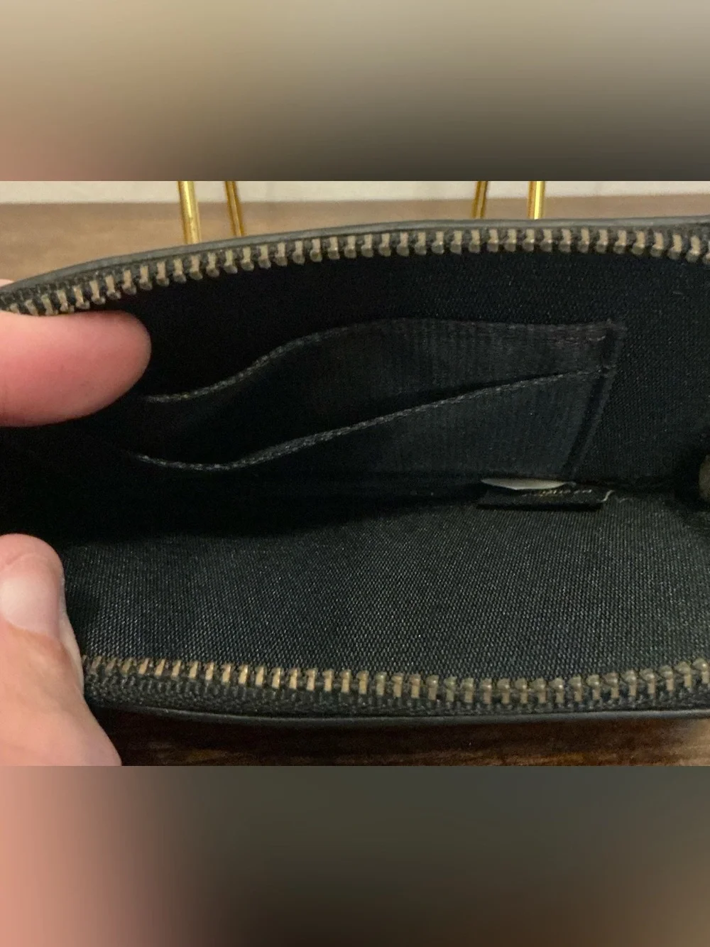 A Rare Leather HTF Red Metallic Coach XL Hangtag Shaped Zip Wallet Case Pouch